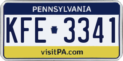 PA license plate KFE3341