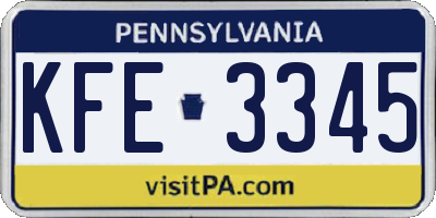 PA license plate KFE3345