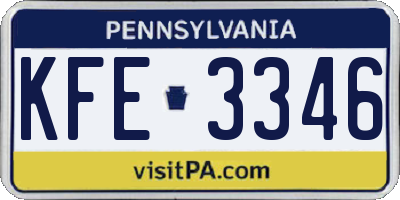 PA license plate KFE3346