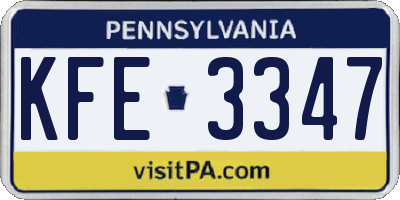 PA license plate KFE3347