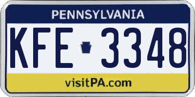 PA license plate KFE3348