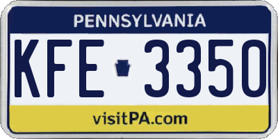 PA license plate KFE3350