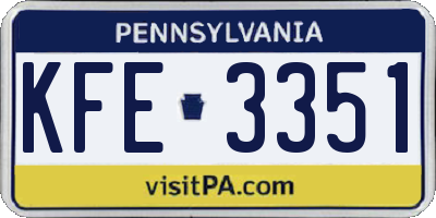 PA license plate KFE3351