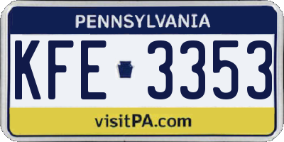 PA license plate KFE3353
