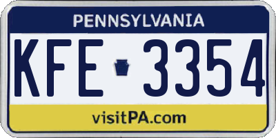 PA license plate KFE3354