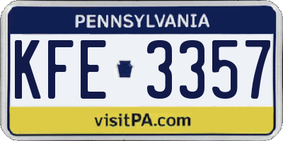 PA license plate KFE3357