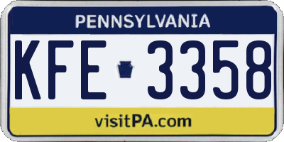 PA license plate KFE3358