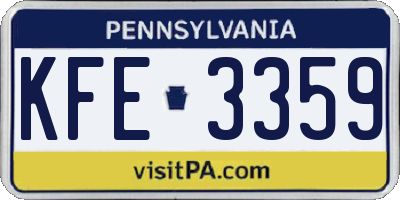 PA license plate KFE3359
