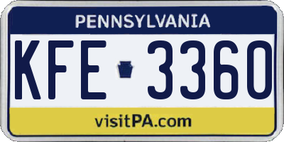 PA license plate KFE3360
