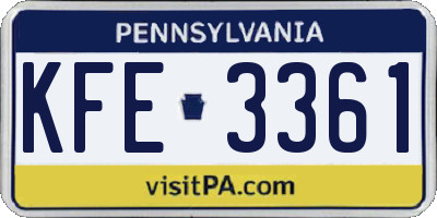 PA license plate KFE3361