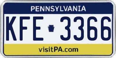 PA license plate KFE3366