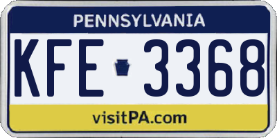 PA license plate KFE3368