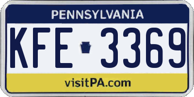 PA license plate KFE3369