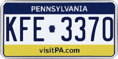 PA license plate KFE3370