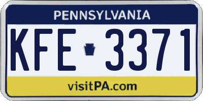 PA license plate KFE3371