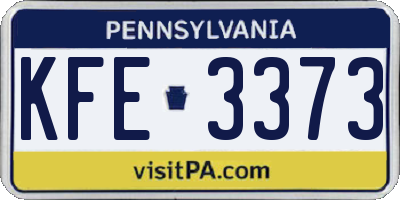 PA license plate KFE3373