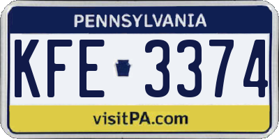 PA license plate KFE3374
