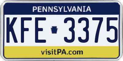 PA license plate KFE3375