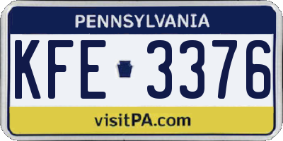 PA license plate KFE3376