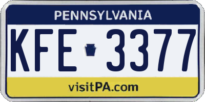 PA license plate KFE3377