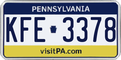 PA license plate KFE3378