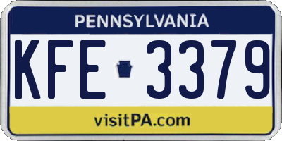 PA license plate KFE3379