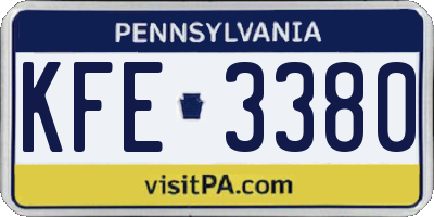 PA license plate KFE3380