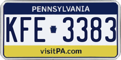 PA license plate KFE3383