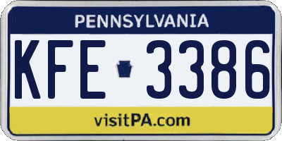 PA license plate KFE3386