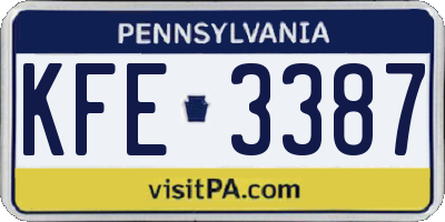 PA license plate KFE3387