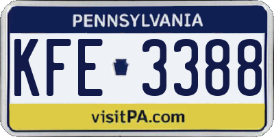 PA license plate KFE3388