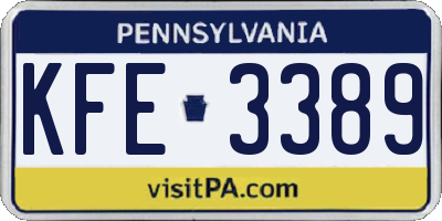 PA license plate KFE3389