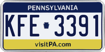 PA license plate KFE3391