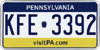 PA license plate KFE3392