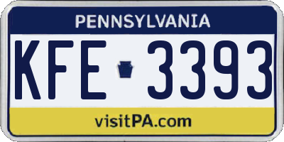 PA license plate KFE3393