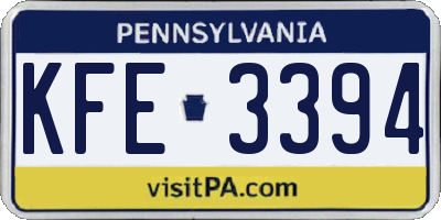 PA license plate KFE3394