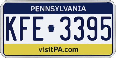 PA license plate KFE3395