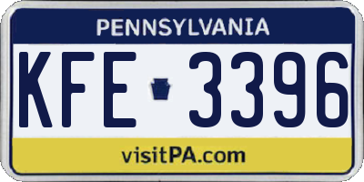 PA license plate KFE3396
