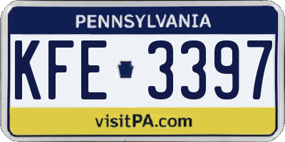PA license plate KFE3397