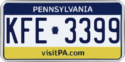 PA license plate KFE3399