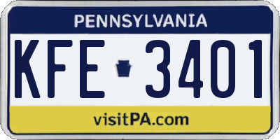 PA license plate KFE3401