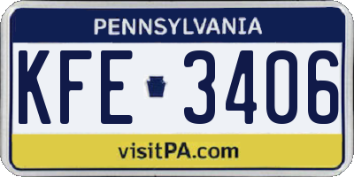 PA license plate KFE3406