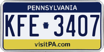 PA license plate KFE3407