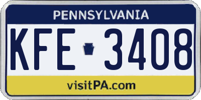 PA license plate KFE3408