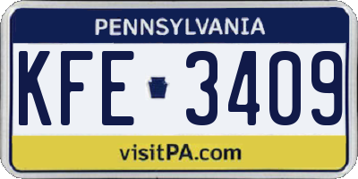 PA license plate KFE3409