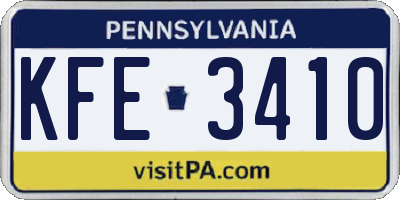 PA license plate KFE3410
