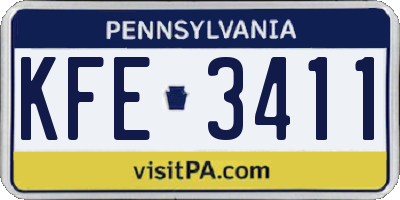 PA license plate KFE3411