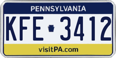 PA license plate KFE3412