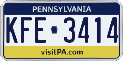 PA license plate KFE3414