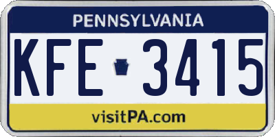 PA license plate KFE3415